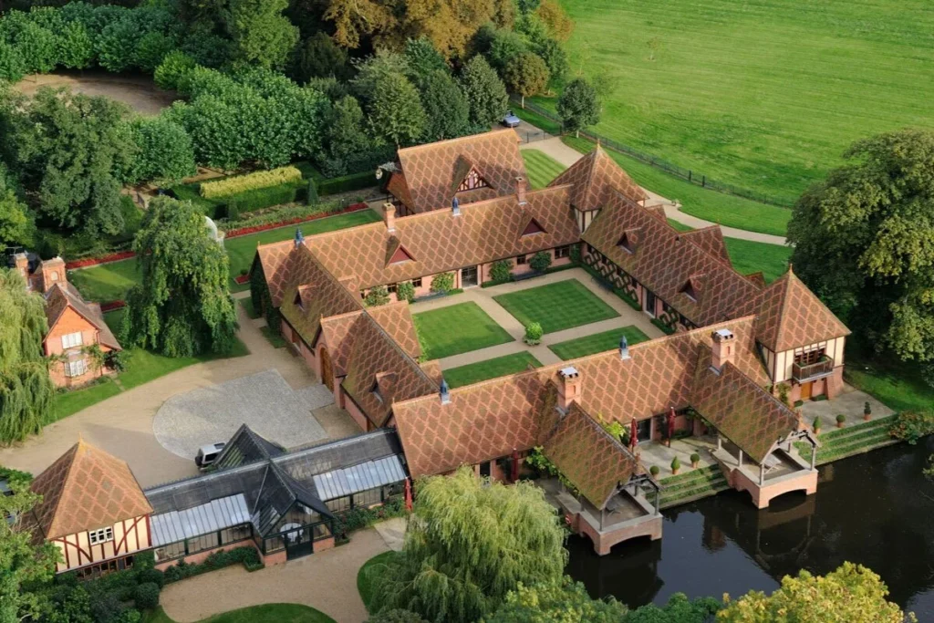 Aerial view of The Dairy at Waddesdon Manor, Buckinghamshire – a Victorian dairy and courtyard garden for exclusive events